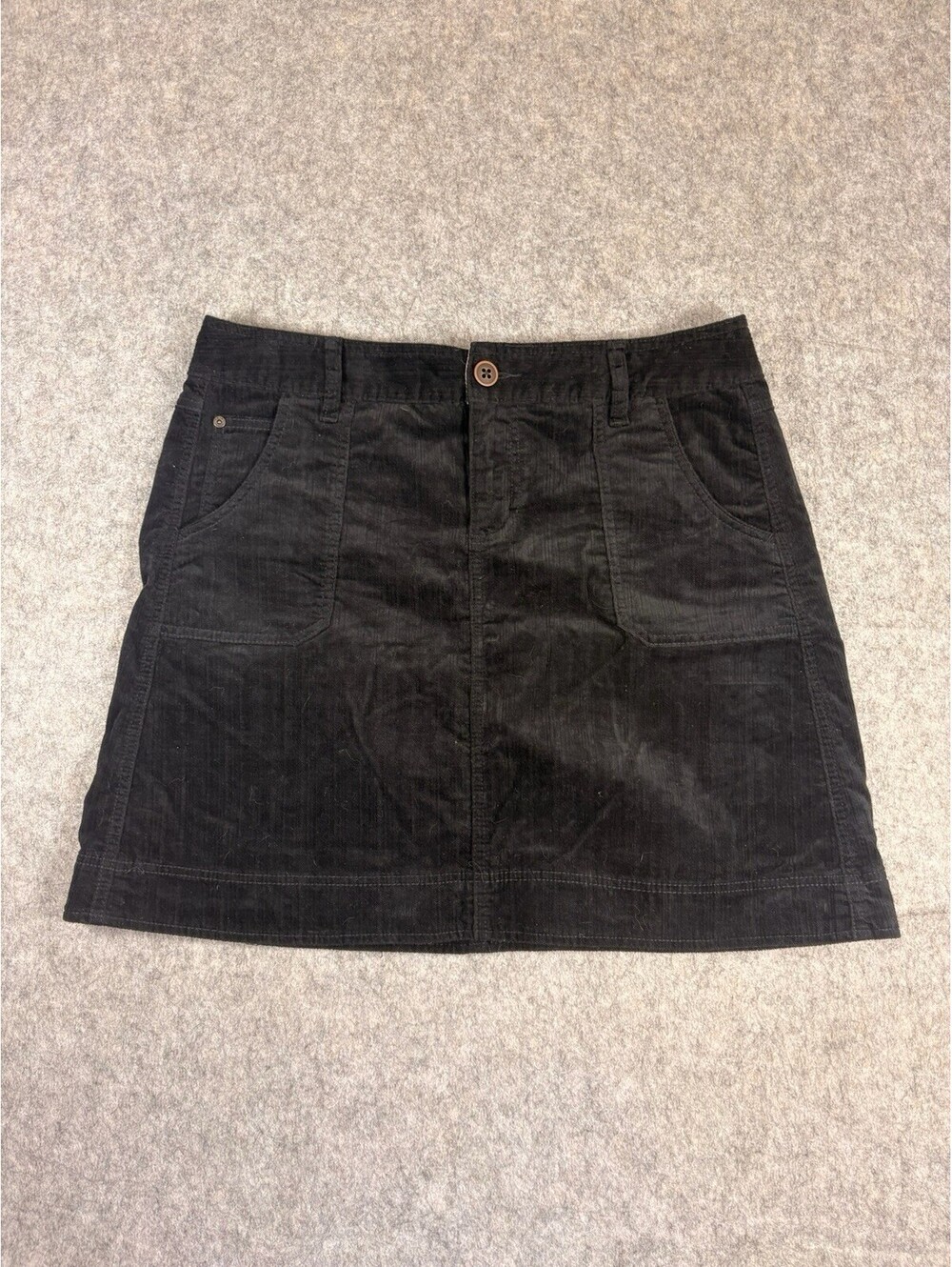 Woolrich Womens Black Corduroy Mini Skirt Size 12 Stretch Cotton A-Line